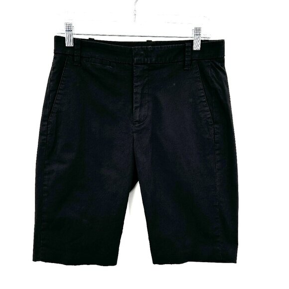 VINCE Women's Black Dark Charcoal Gray Cotton Spandex Bermuda Shorts Size 6 - Picture 1 of 5